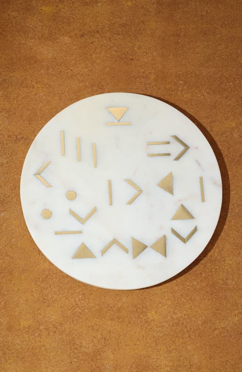 Tiramisu Aristocrat Geometric Marble Platter In White/gold