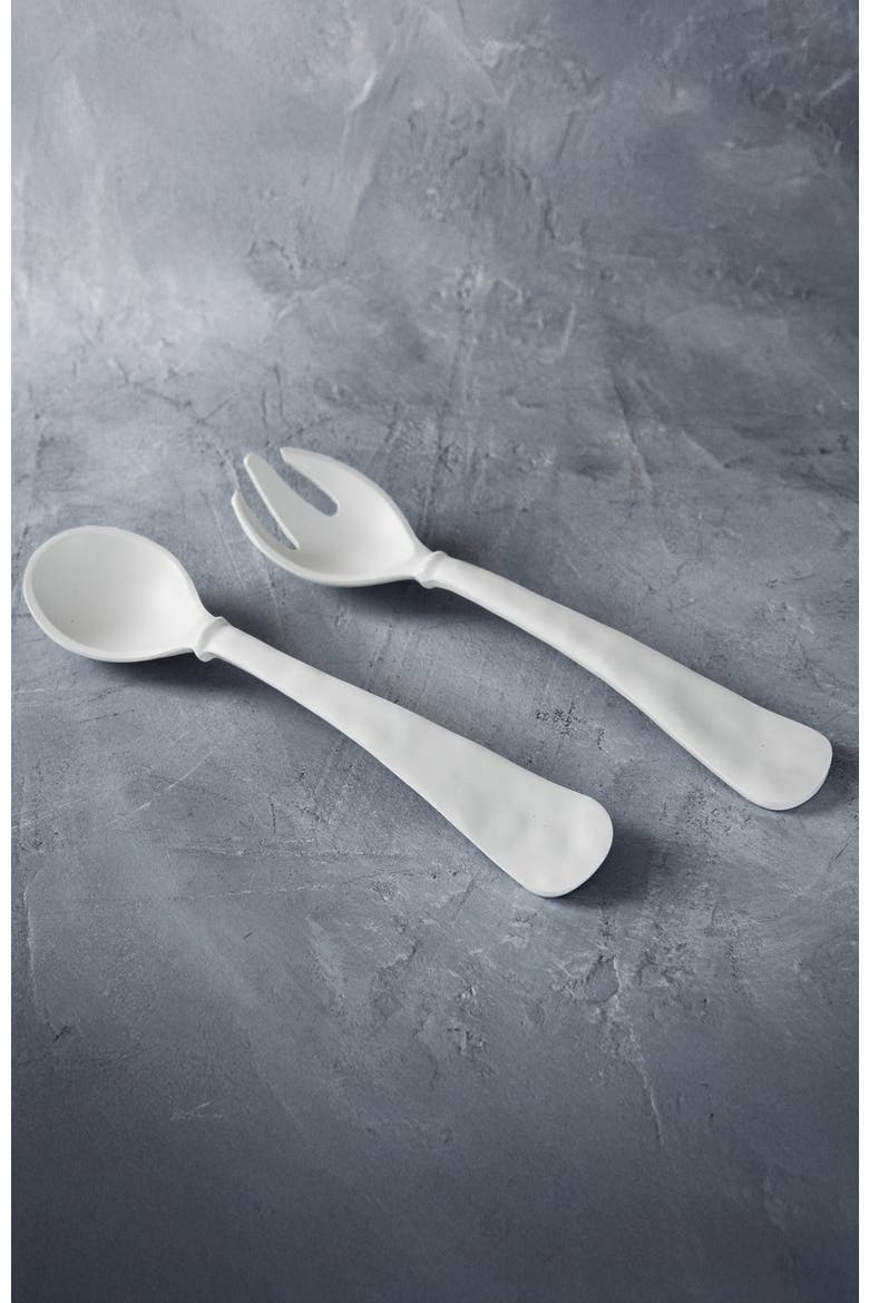 Vida Nube Large Salad Servers, Alternate, color, White