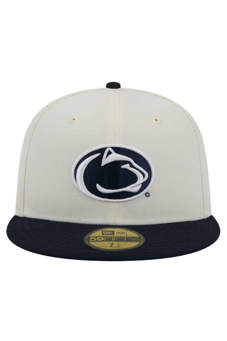 Men's New Era Cream Penn State Nittany Lions Chrome 59FIFTY Fitted Hat, Alternate, color, Cream