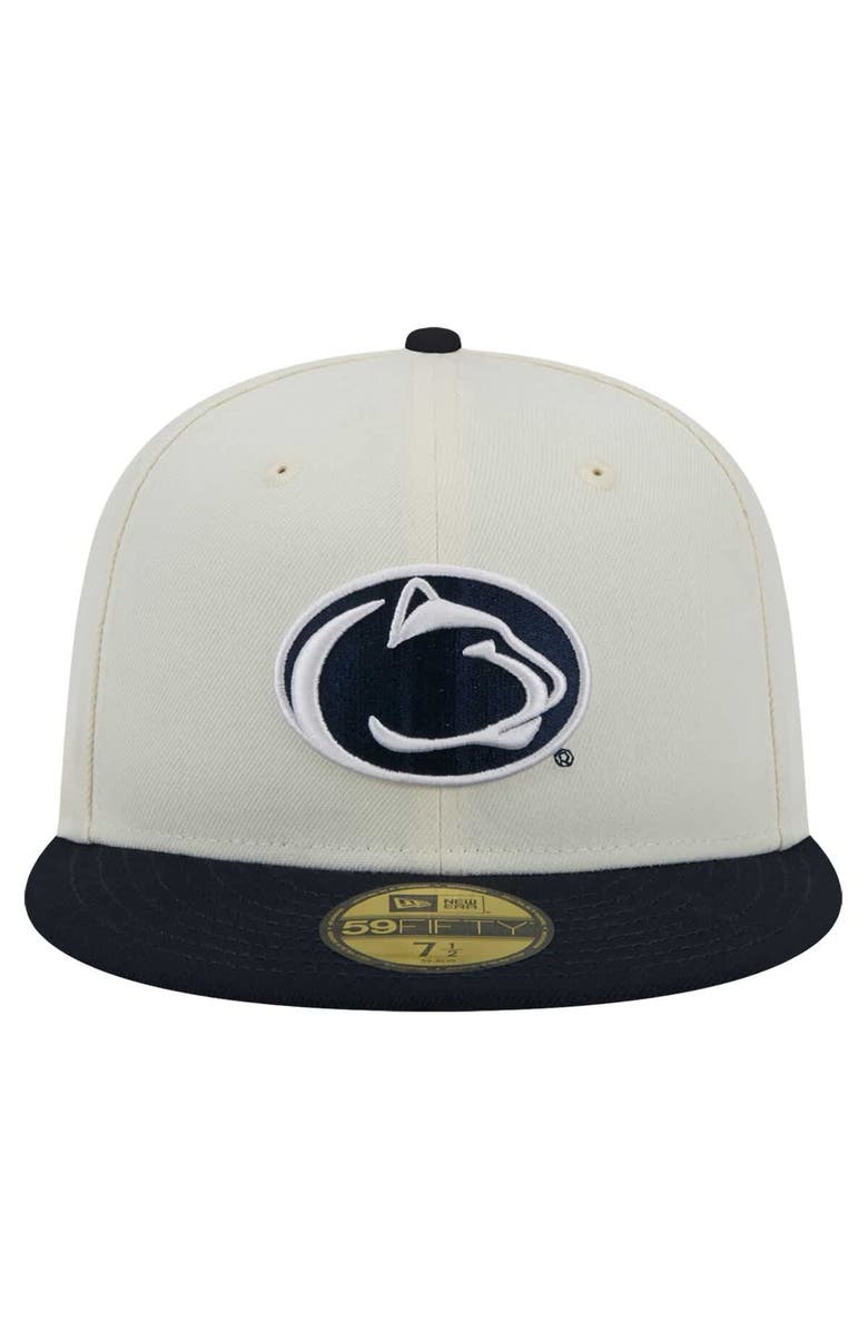 New Era Men's New Era Cream Penn State Nittany Lions Chrome 59FIFTY Fitted Hat, Alternate, color, Cream