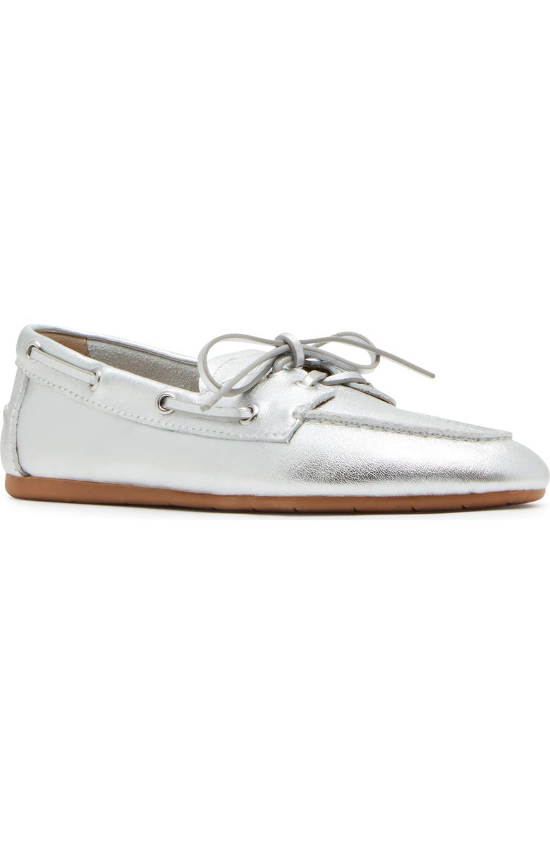 Steve Madden Sag Boat Shoe, Main, color, Silver Leather