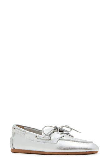 Steve Madden Sag Boat Shoe In Silver