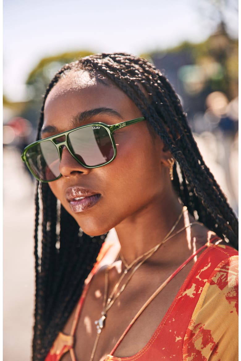 x 'Love Island' On The Fly 55mm Aviator Sunglasses, Alternate, color, GREEN / GREEN BROWN