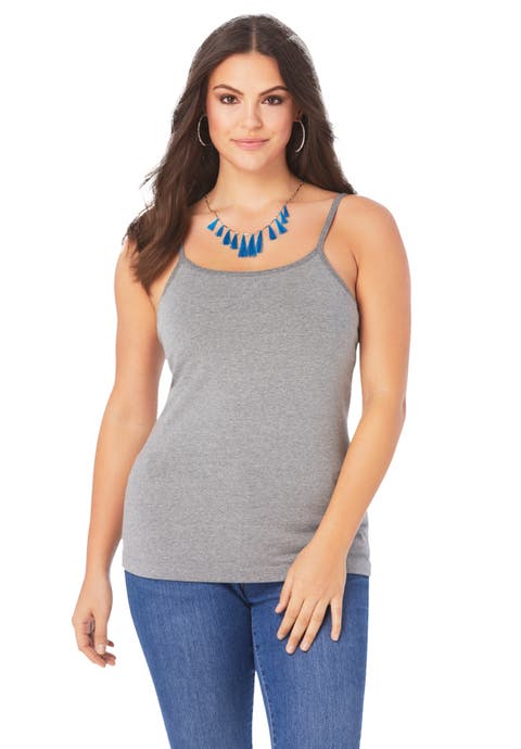 Plus Size Cami with Built-In Bra and Adjustable Straps