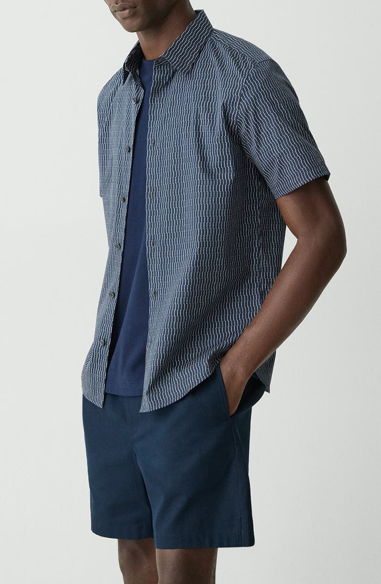Theory Irving Short Sleeve Button-Up Shirt, Alternate, color, Blatic/Fog