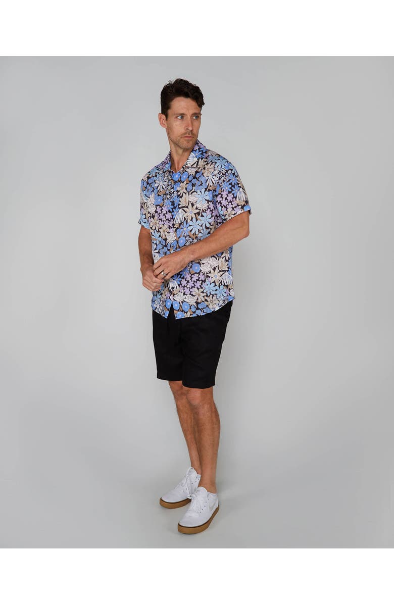 Lords of Harlech Rough Floral Short Sleeve Fine Linen Shirt, Alternate, color, Rough Floral Black