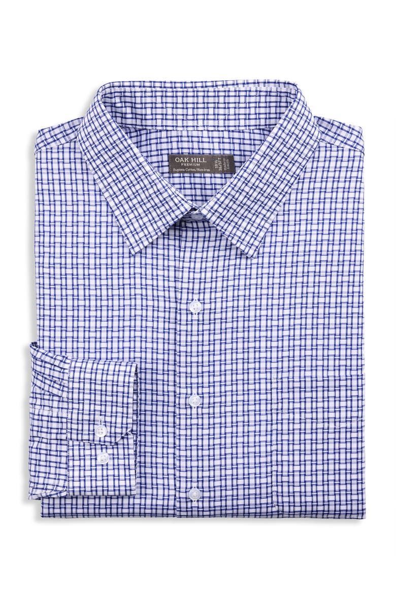 Big & Tall Textured Link Dress Shirt, Main, color, NAVY