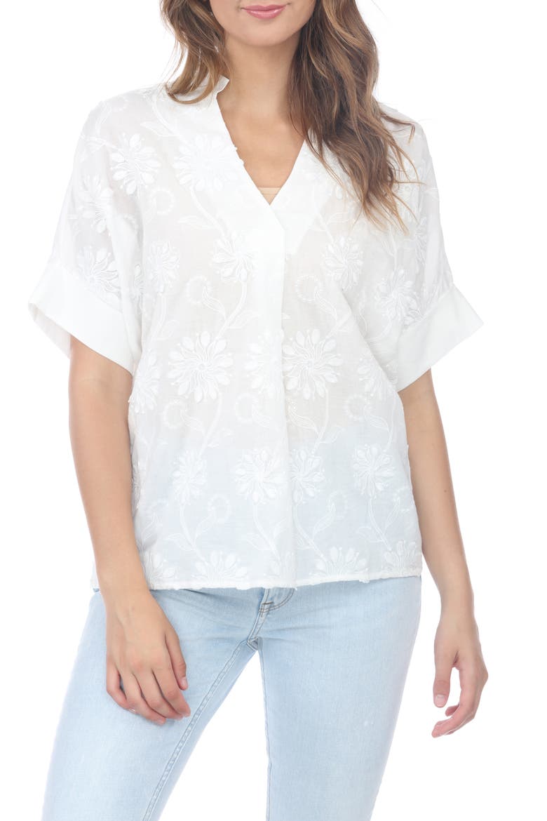 Embroidered Cotton Shirt, Main, color, WHITE