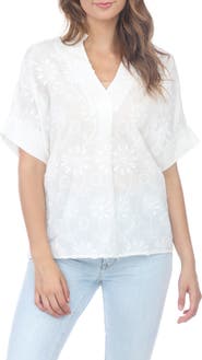 RAIN AND ROSE Embroidered Cotton Shirt