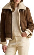 Lauren Ralph Lauren Faux Fur Trim Zip Front Jacket