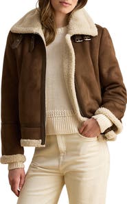 Lauren Ralph Lauren Faux Fur Trim Zip Front Jacket