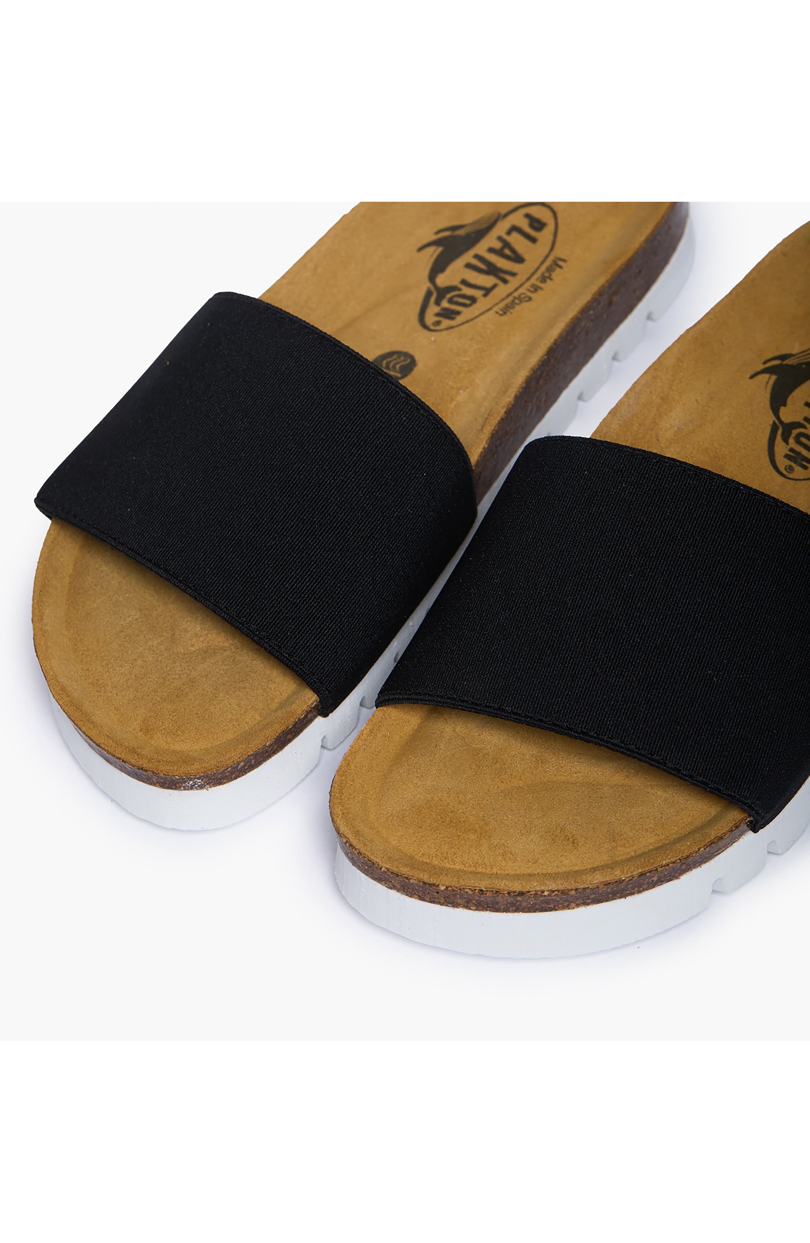 Plakton Solid Slide Sandal, Alternate, color, Black White Elastic