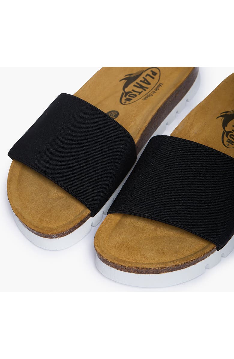Plakton Solid Slide Sandal, Alternate, color, Black White Elastic