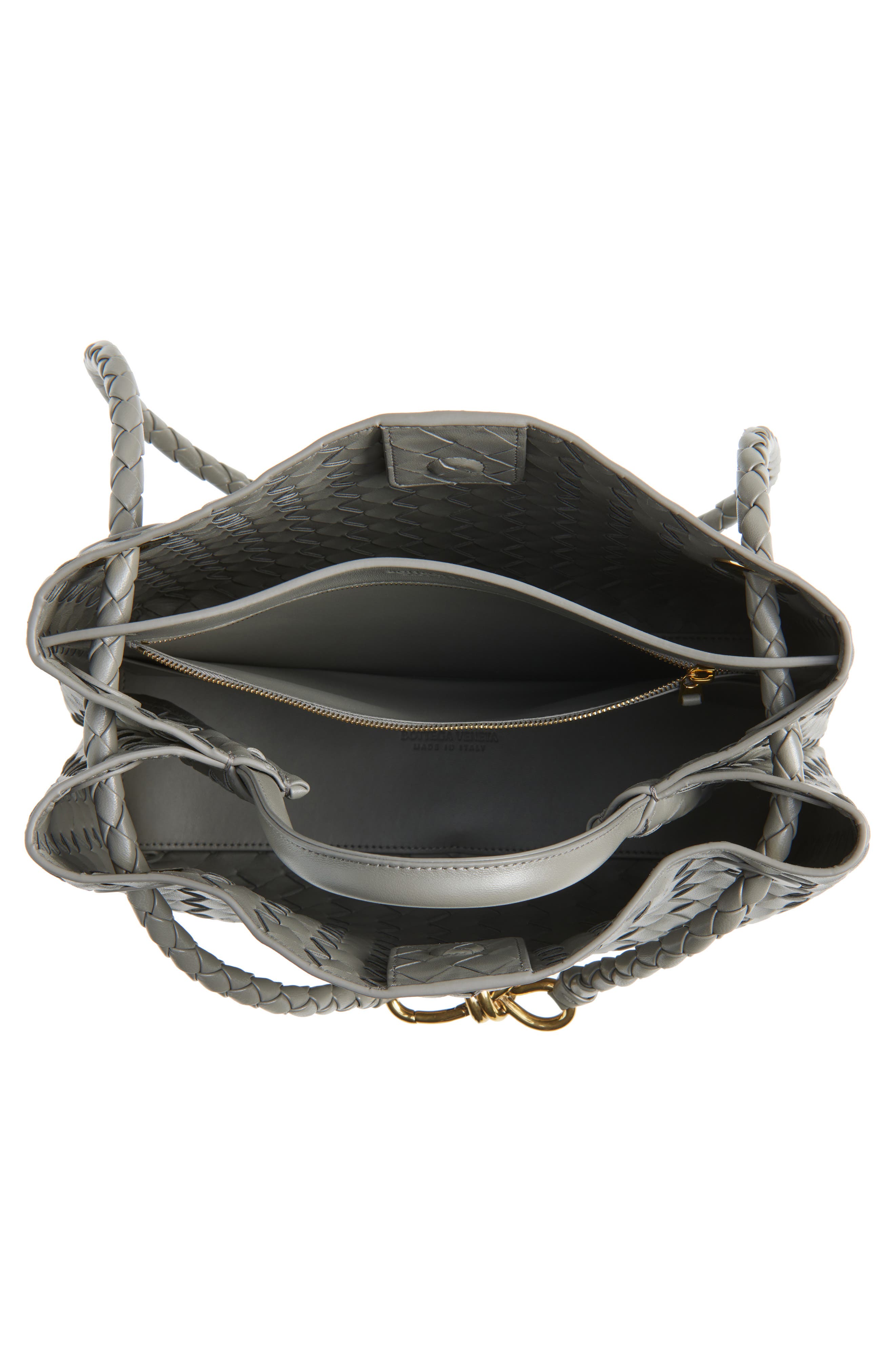 Medium Andiamo Intrecciato Shoulder Bag, Alternate, color, 1590 BASALT-MB