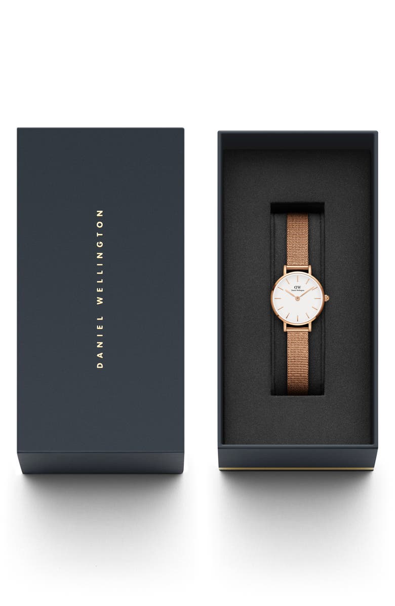 Daniel Wellington Melrose Mesh Strap Watch, 24mm, Alternate, color, Rose Gold/ White