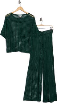 NORDSTROM RACK Open Knit Cover-Up Top & Pants Set