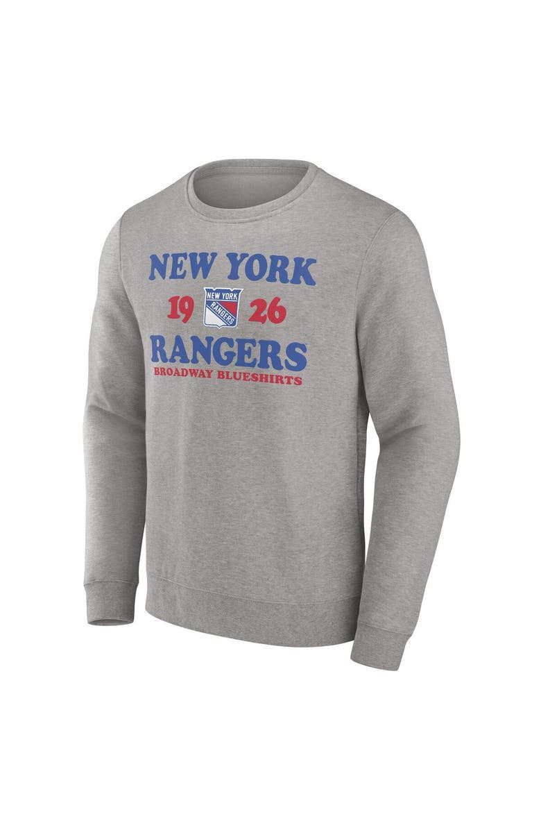 FANATICS Men's Fanatics Branded Heather Charcoal New York Rangers Fierce Competitor Pullover Sweatshirt, Alternate, color, 