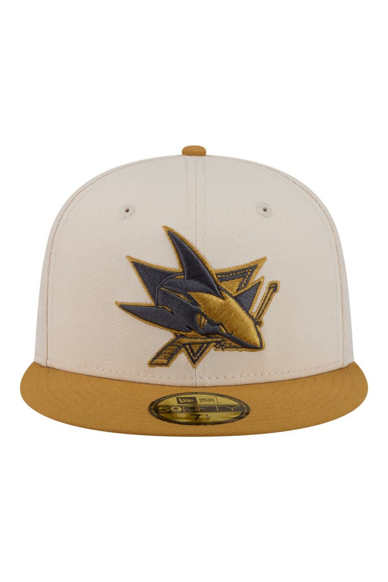 Men's New Era  Cream/Tan San Jose Sharks Colorpack Two-Tone 59FIFTY Fitted Hat, Alternate, color, Cream