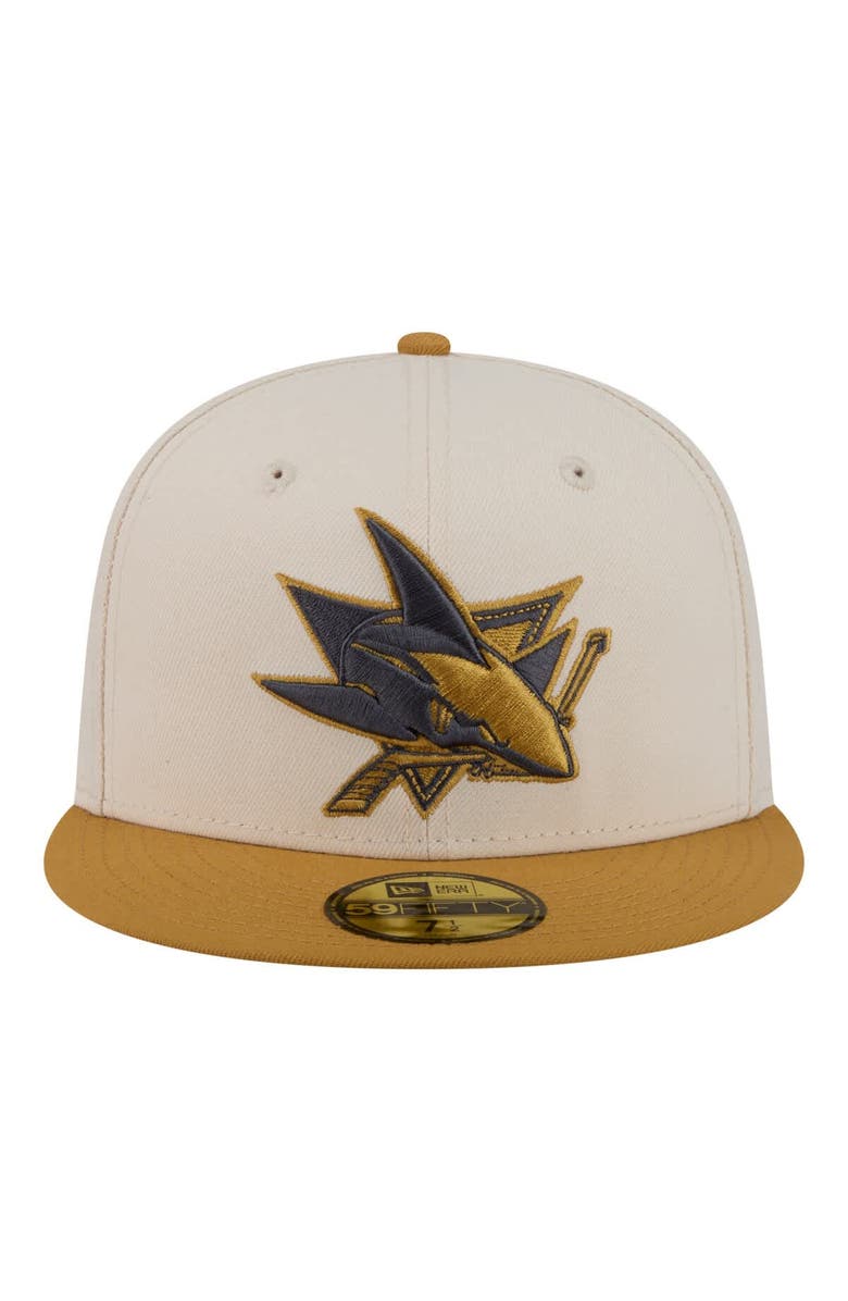 New Era Men's New Era Cream/Tan San Jose Sharks Colorpack Two-Tone 59FIFTY Fitted Hat, Alternate, color, Cream