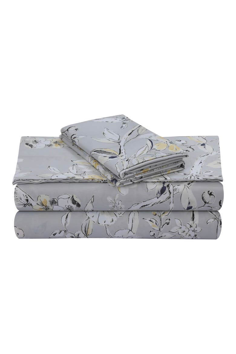 Colmar 300 Thread Count Cotton Sateen Sheet Set, Main, color, SILVER GREY