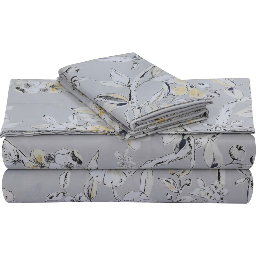 Azores Home Colmar 300 Thread Count Cotton Sateen Sheet Set In Gray