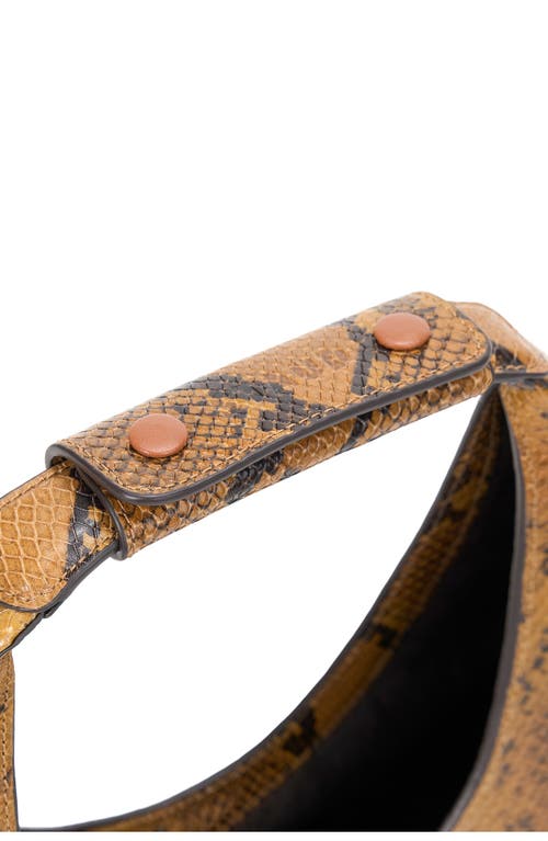Staud Moon Snakeskin Embossed Leather Top Handle Tote In Brown
