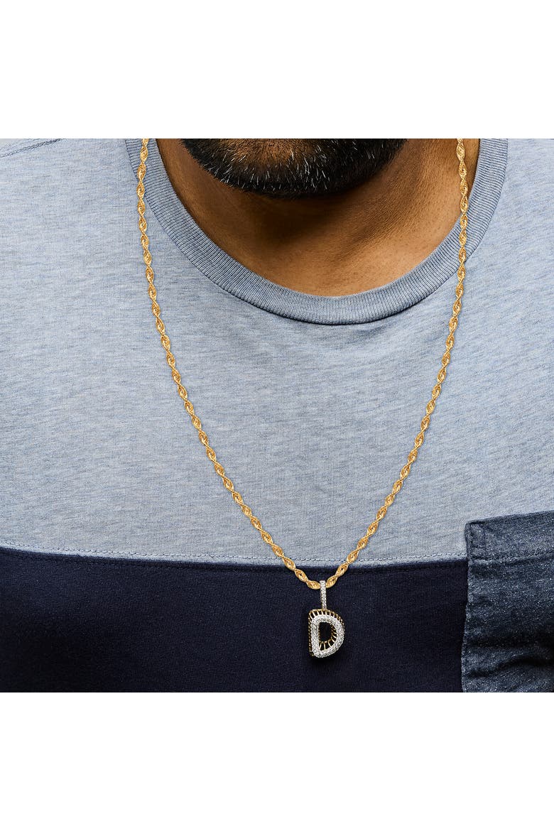 Men's 10K Yellow Gold 1 1/5 Cttw Diamond Letter D Initial Pendant Necklace, Alternate, color, Yellow Gold