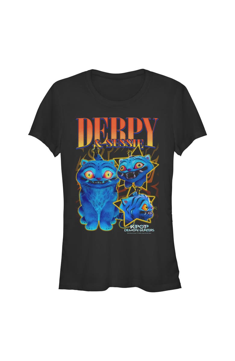 KPop Demon Hunters Junior's KPop Demon Hunters Derpy and Sussie Friends  Graphic T-Shirt, Main, color, Black