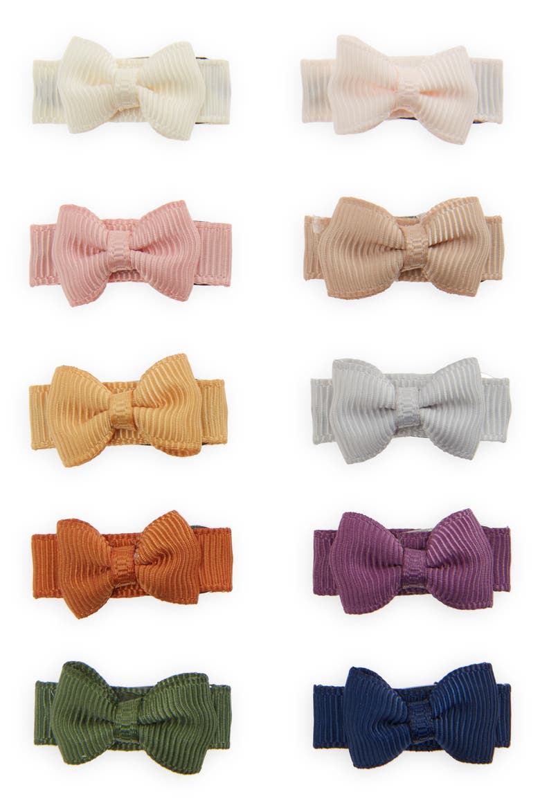 10-Pack Clip-On Hair Bows, Alternate, color, MULTI