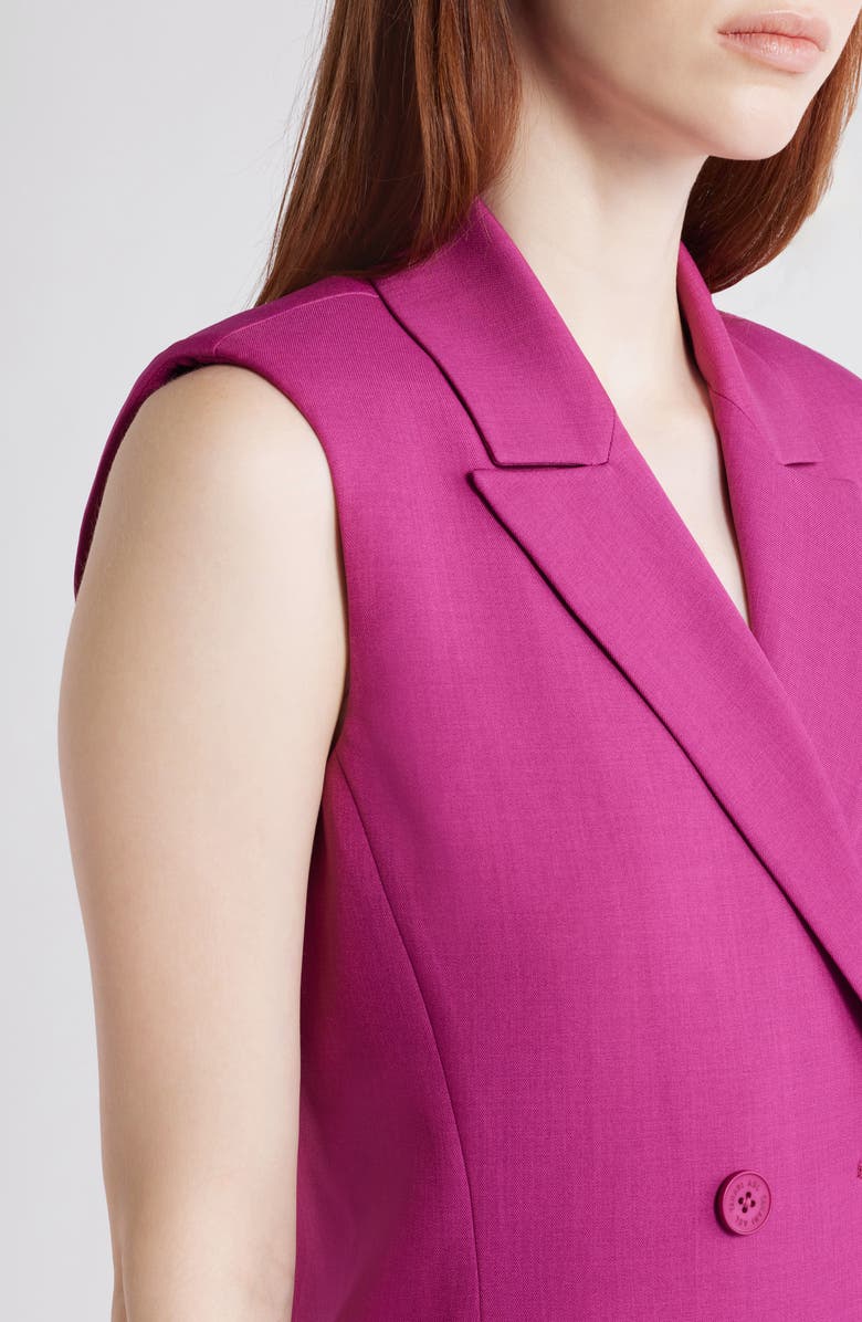 Tahari ASL Double Breasted Long Vest, Alternate, color, Wild Berry