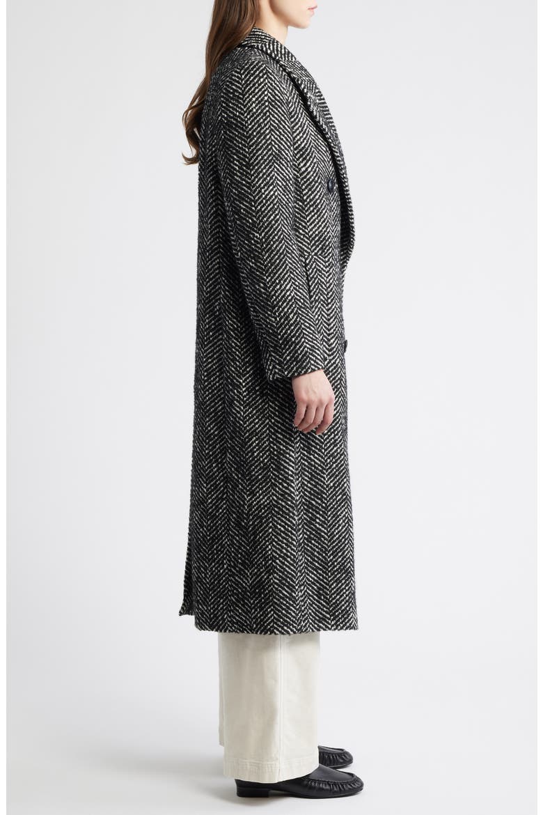 Covalli Longline Herringbone Coat, Alternate, color, GREY MULTI