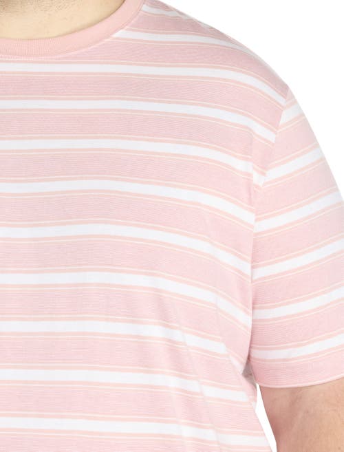 Harbor Bay By Dxl Big & Tall Moisture-wicking Striped T-shirt In Silver Pink
