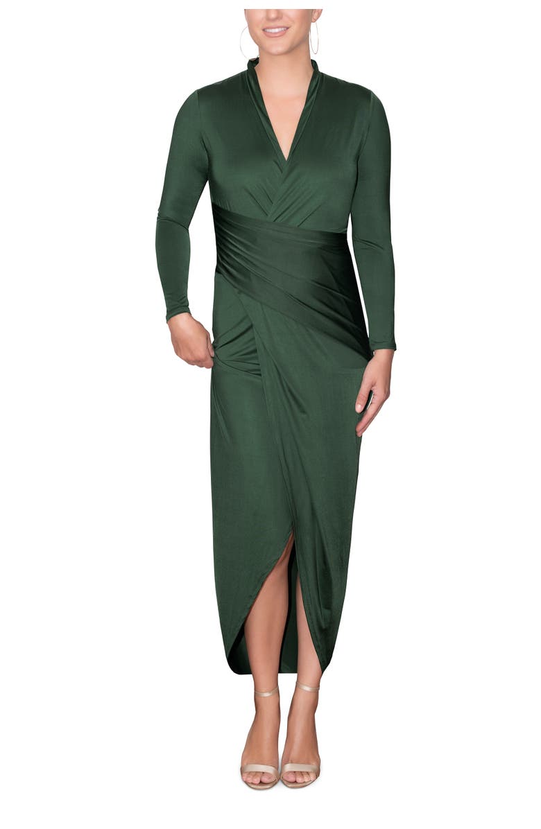 RACHEL Rachel Roy Bret  Wrap Front Midi Dress, Alternate, color, Green Pasture