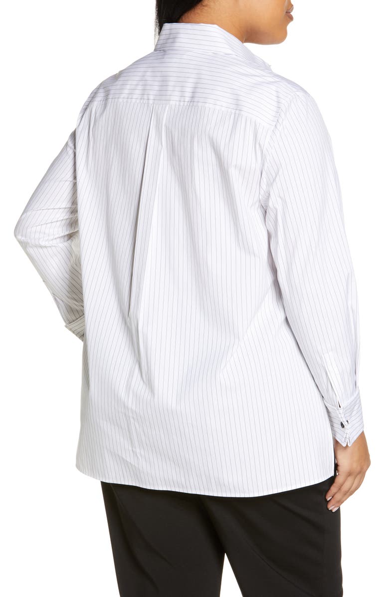 Lafayette 148 New York Greyson Stripe Button-Up Blouse, Alternate, color,