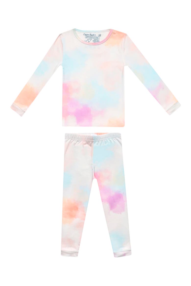 Nova Tie Dye Fitted Two-Piece Pajamas, Main, color, LGHT/ PASTEL ORANGE