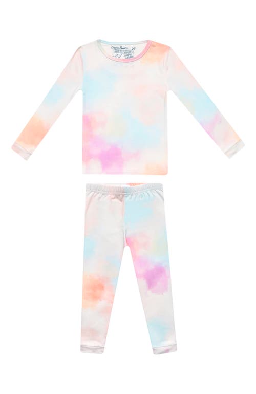 Copper Pearl Nova Tie Dye Fitted Two-piece Pajamas In Lght/pastel Orange