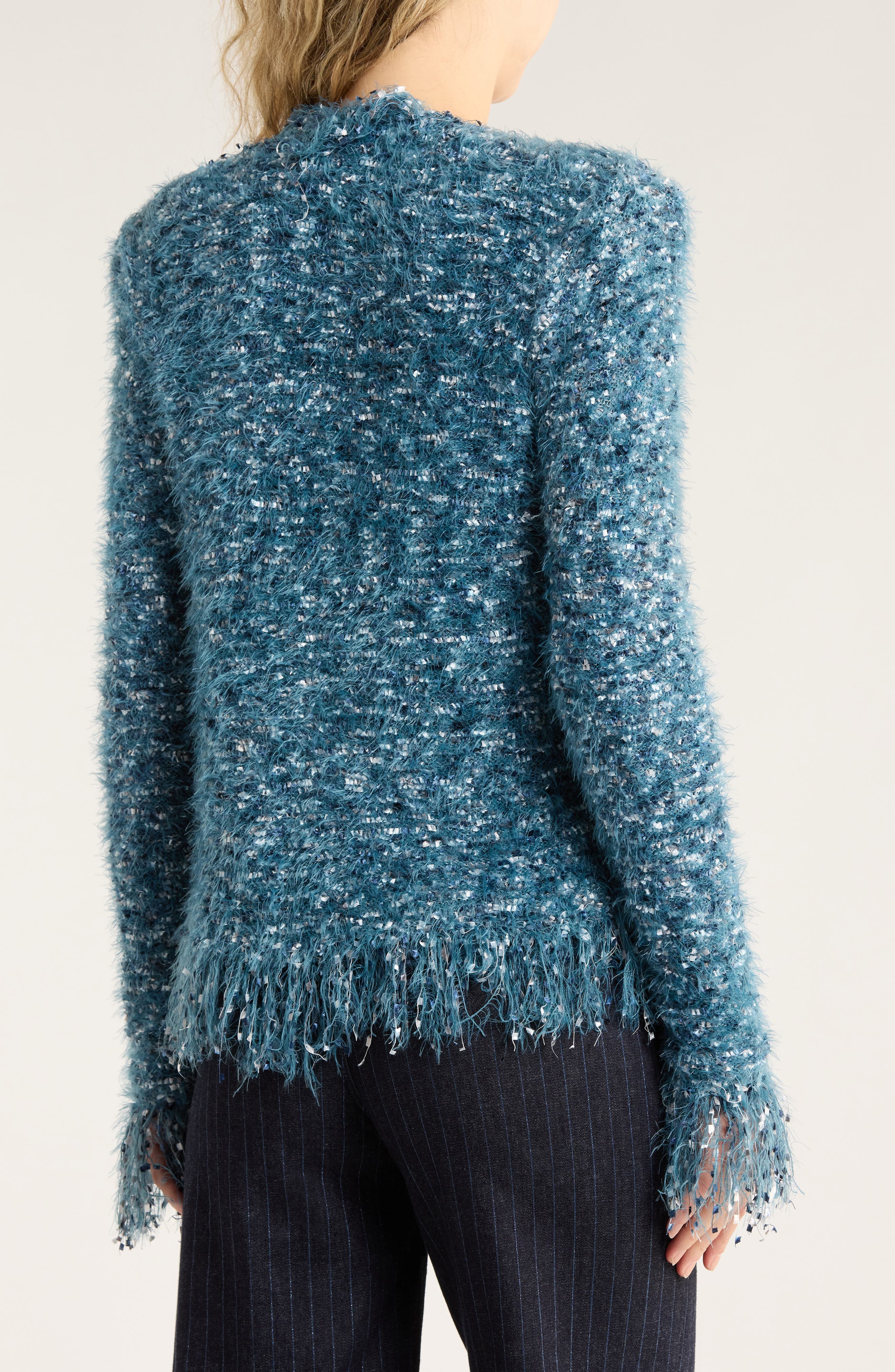Azure Knit Fringe Cardigan Blazer - image 2