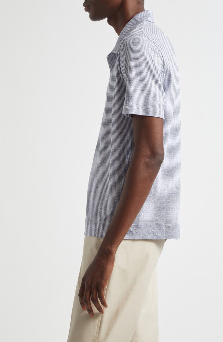 Massimo Alba Aruba Stripe Linen & Cotton Jersey Polo, Alternate, color, Bianco