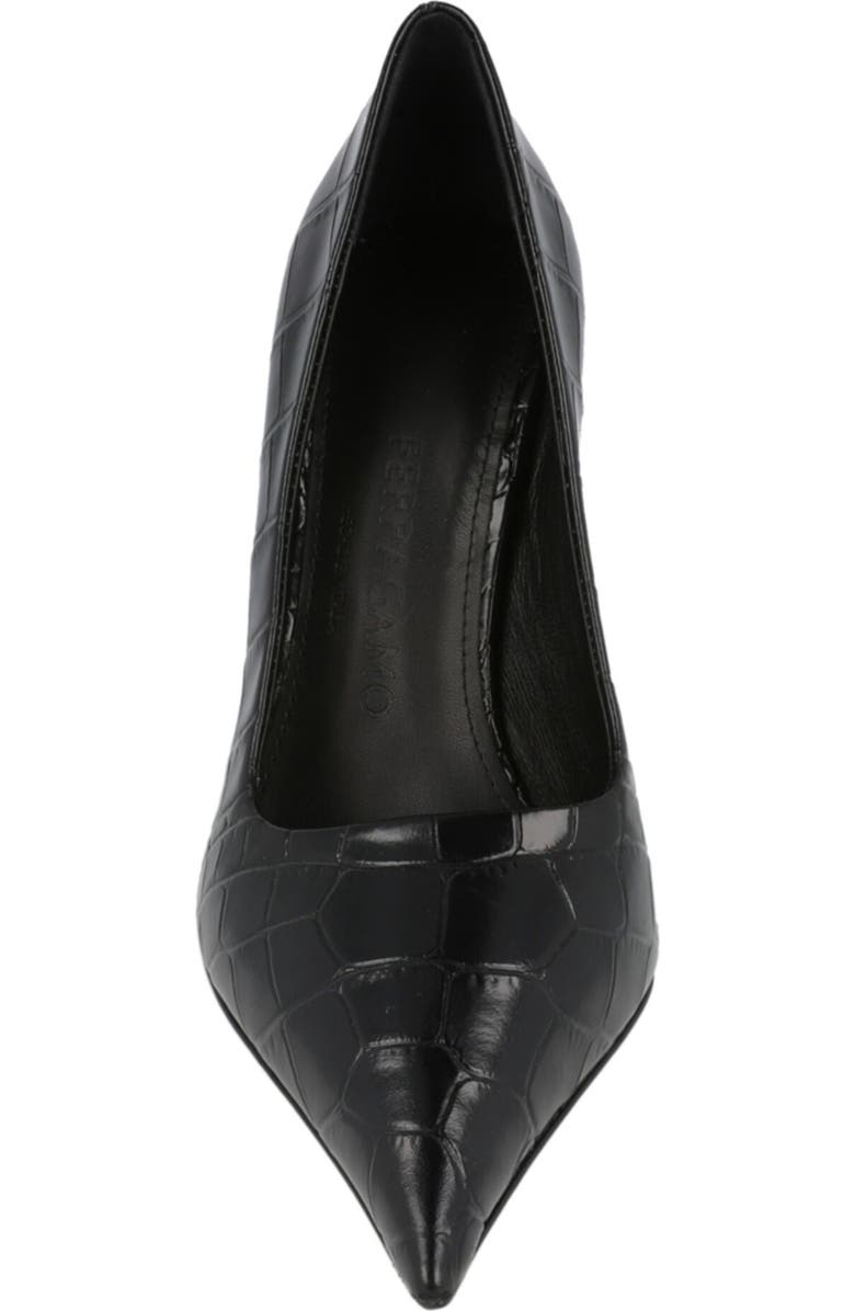 FERRAGAMO Eva Croc Embossed Leather Pump, Alternate, color, Black