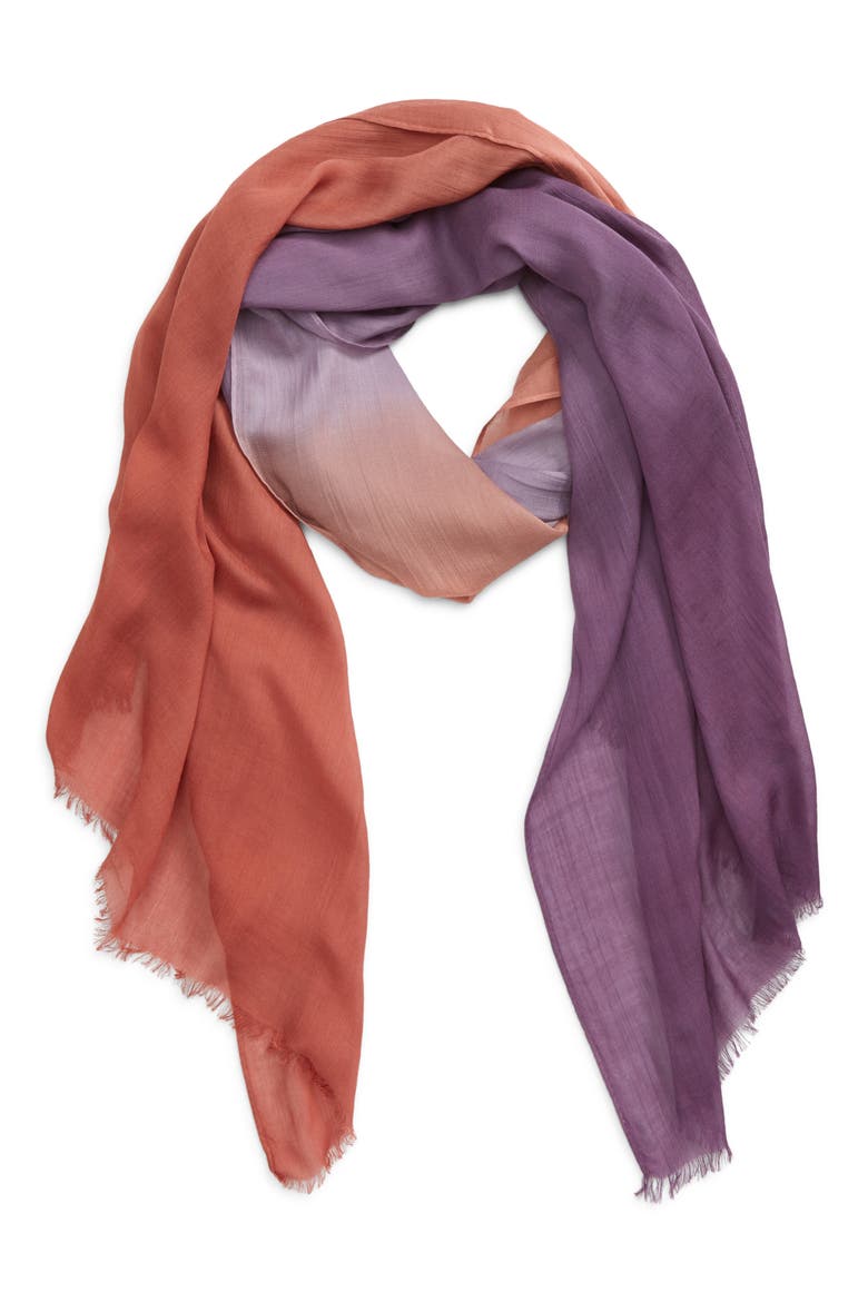 Fringe Trim Scarf, Main, color, DARK ORANGE