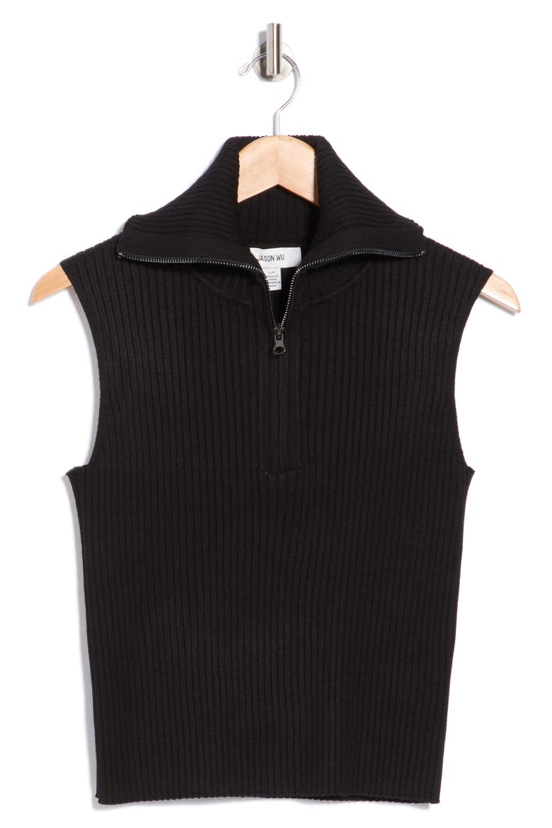 Quarter Zip Sweater Vest, Alternate, color, BLACK