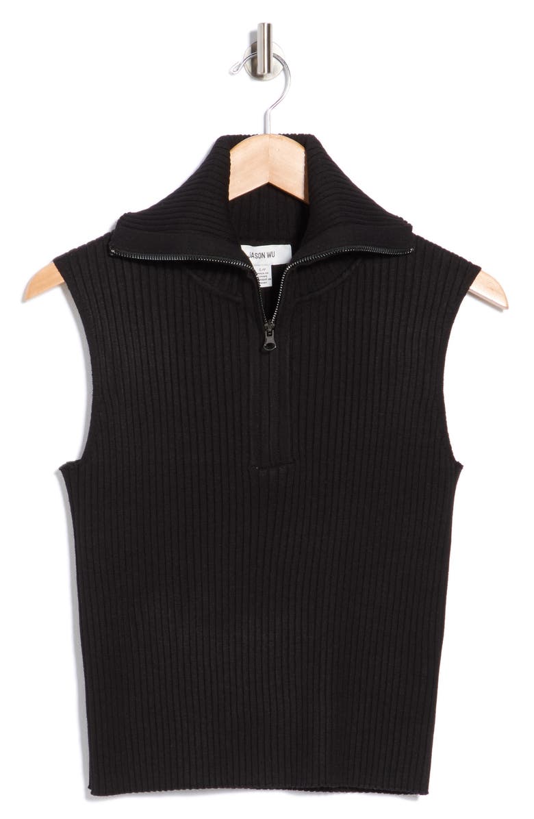 JASON WU Quarter Zip Sweater Vest, Main, color, Black