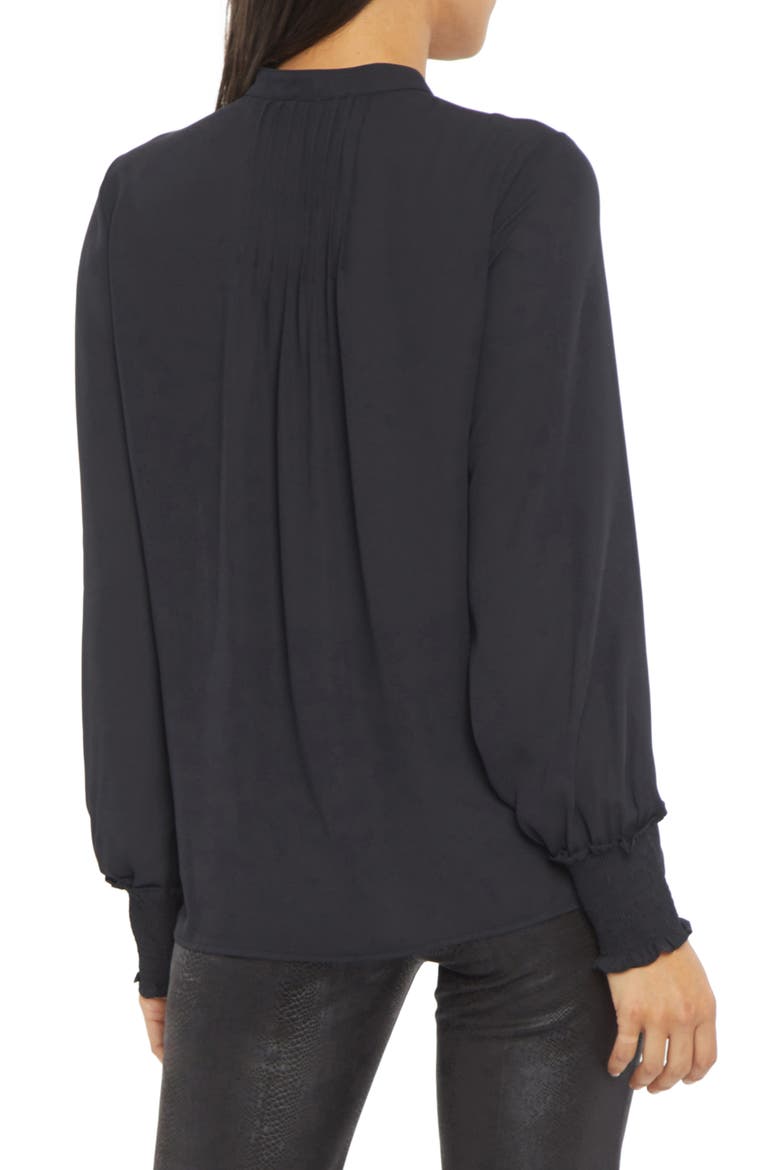 Pleated Peasant Blouse, Alternate, color, BLACK