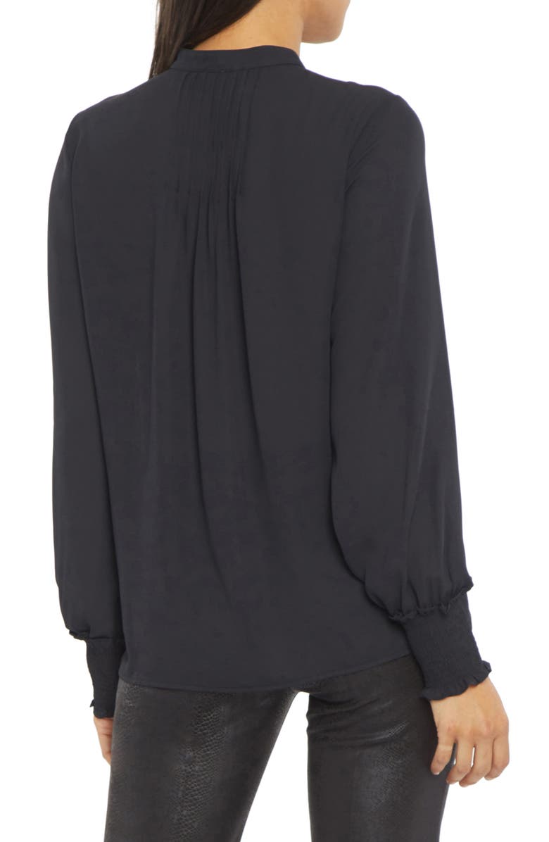 NYDJ Pleated Peasant Blouse, Alternate, color, Black