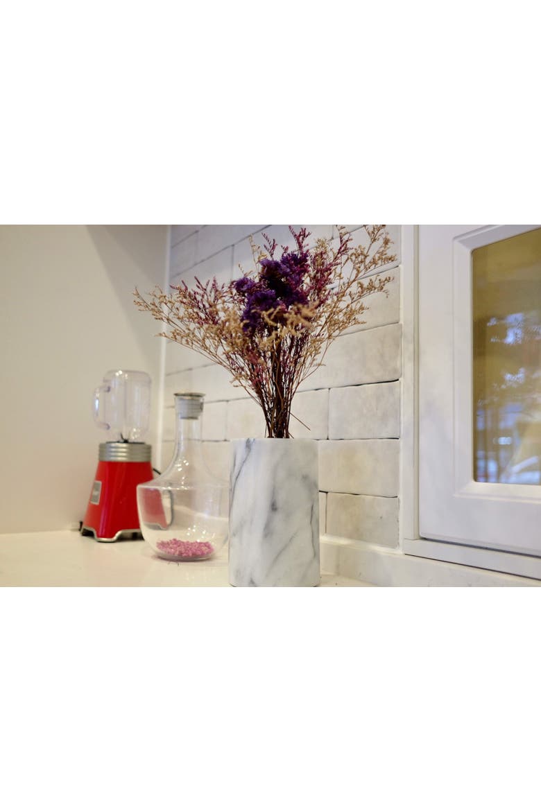 Artifacts Trading Company Marble Cylinder Wine Cooler, Alternate, color, White Matte