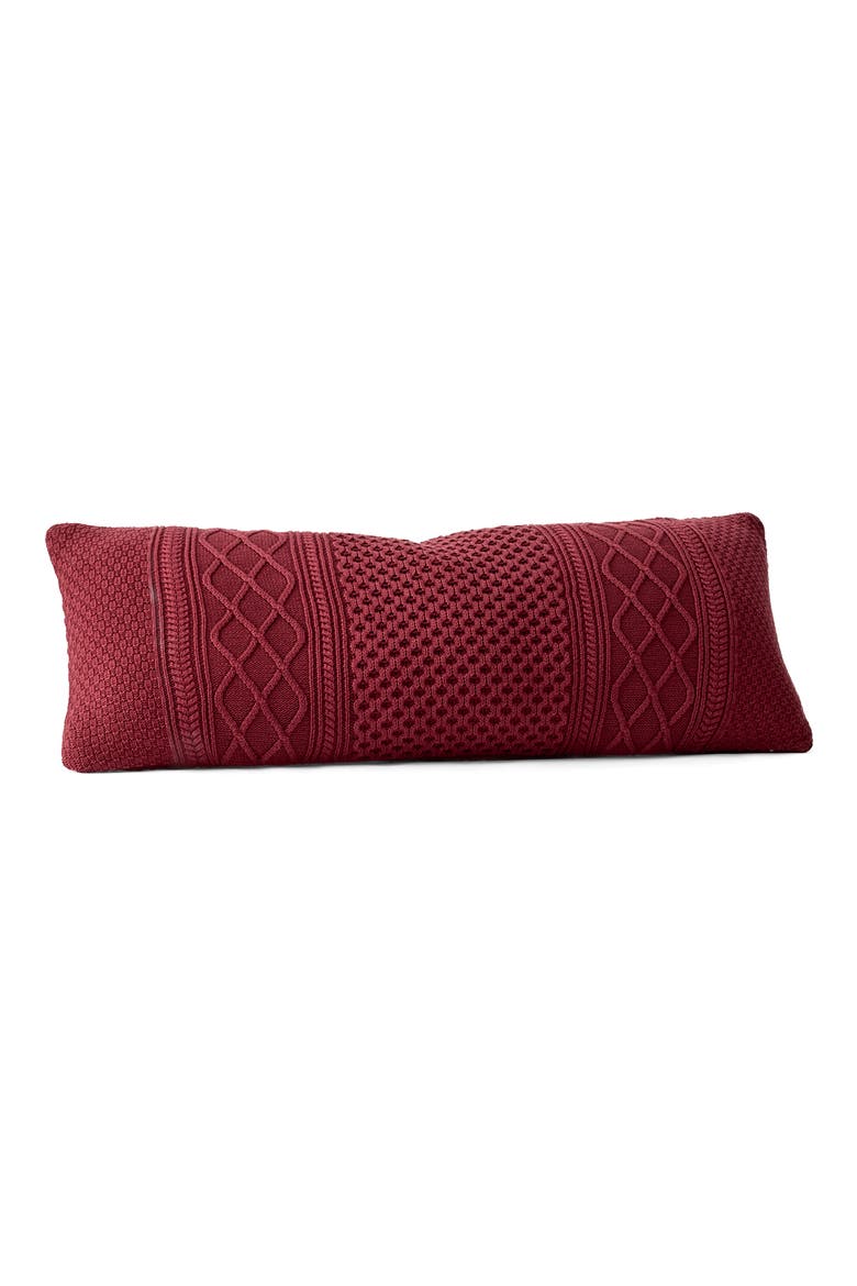 Aran Cable Organic Cotton Decorative Pillow, Main, color, HOLLY