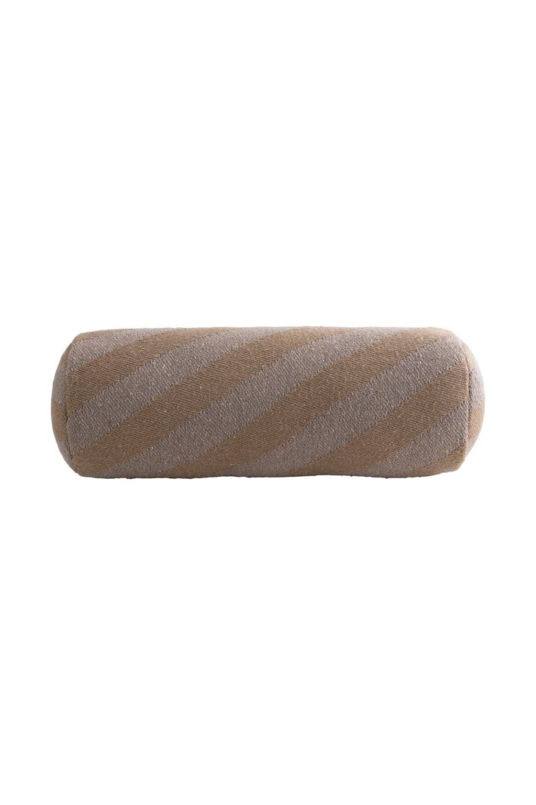 Recycled Cotton Blend Bolster Pillow with Woven Stripes, Main, color, Beige