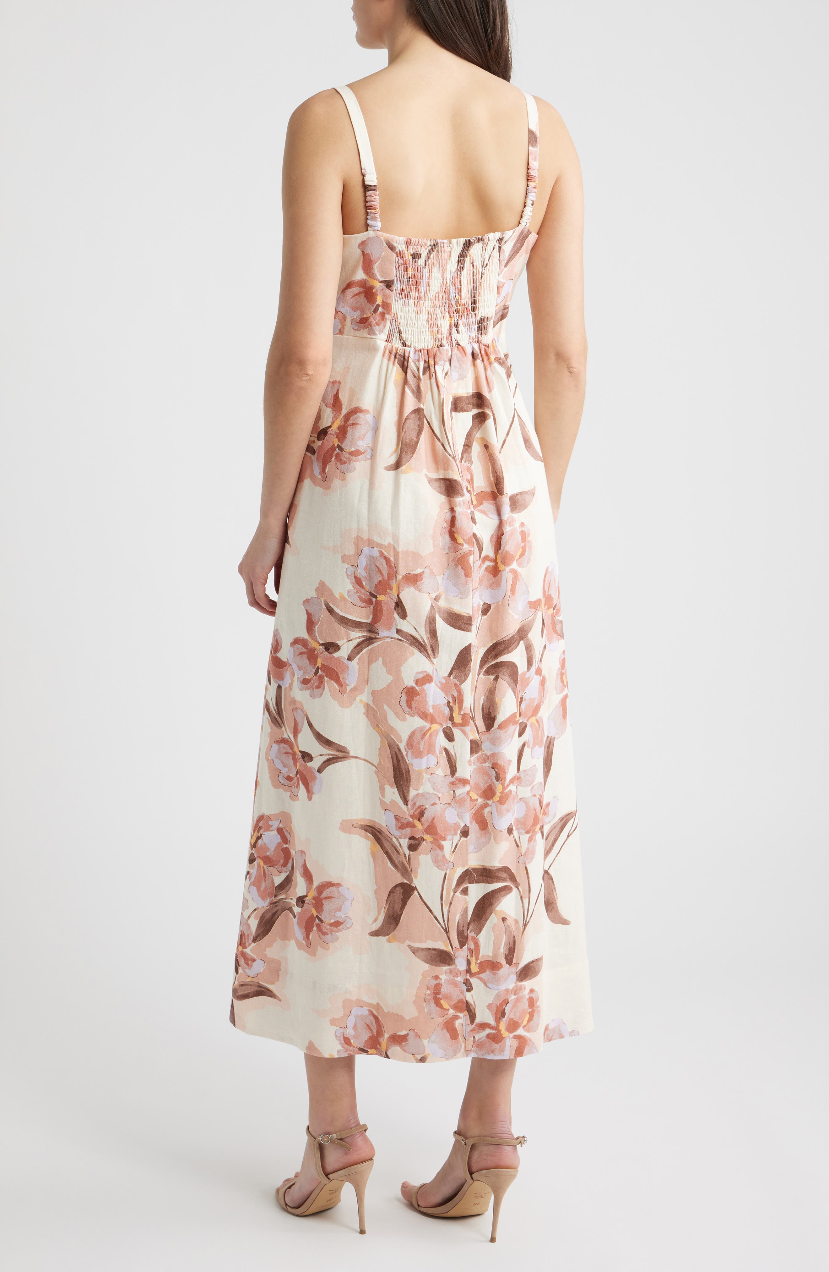 Seamed Linen Blend Midi Sundress - image 2