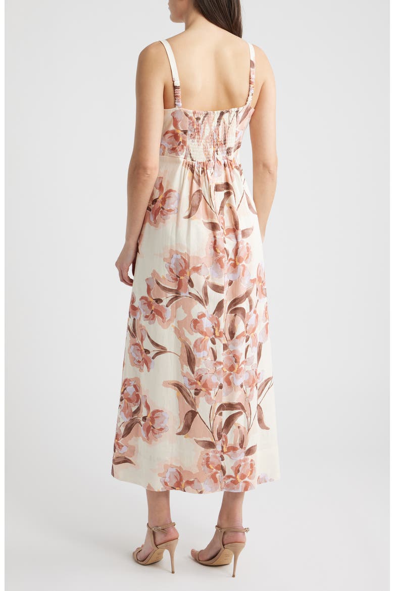 Seamed Linen Blend Midi Sundress, Alternate, color, SEPIA ROSE