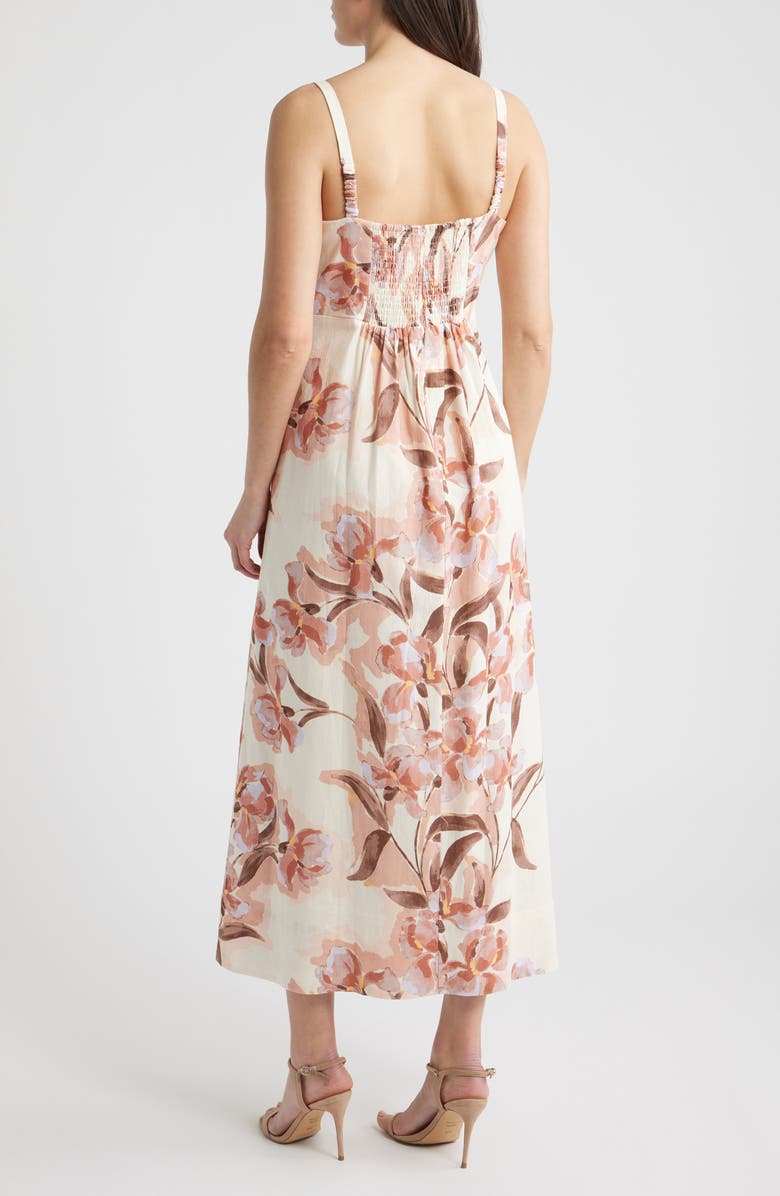 Parker Seamed Linen Blend Midi Sundress, Alternate, color, Sepia Rose